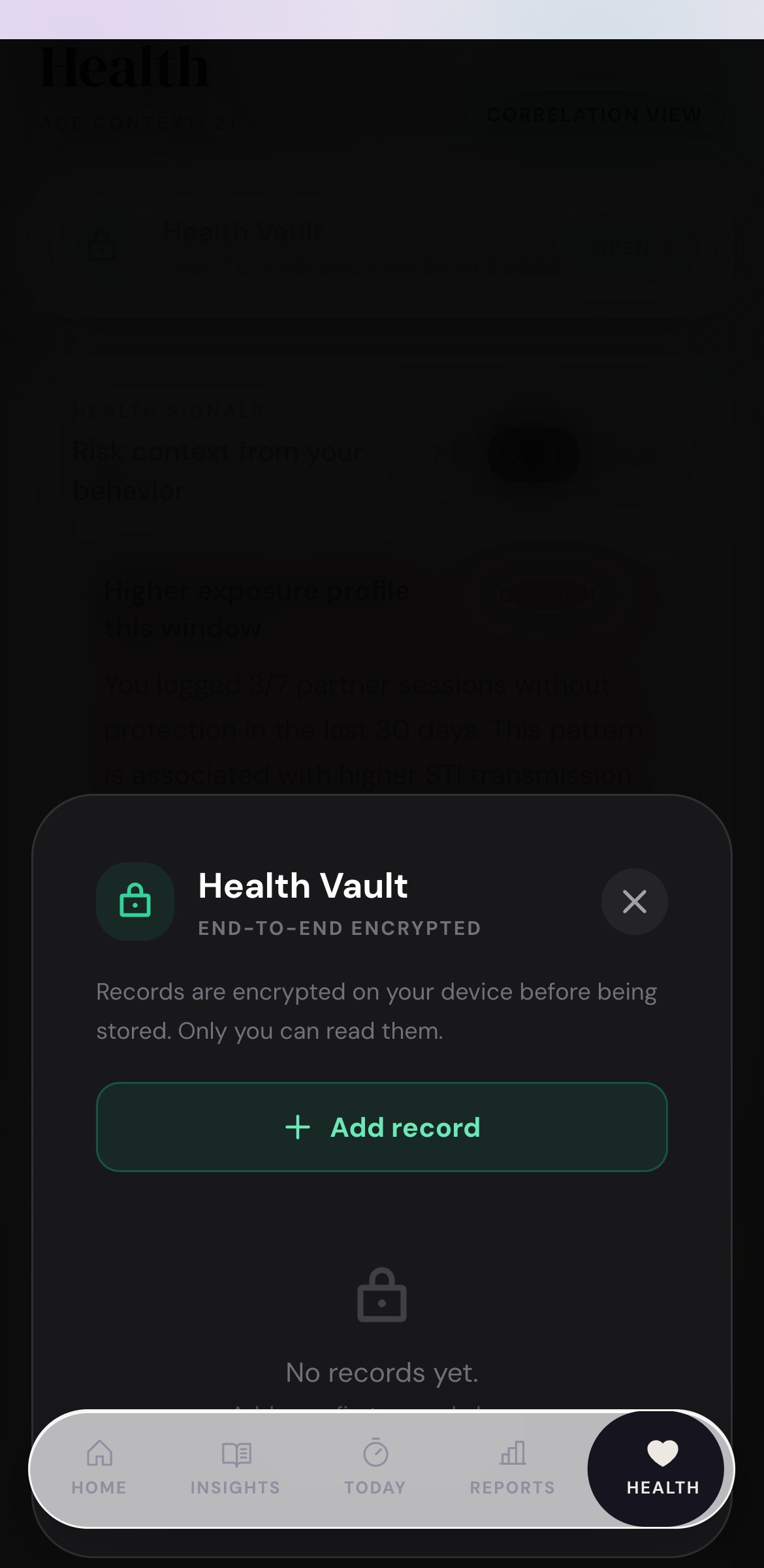 Health Vault — AES-256 encrypted health records